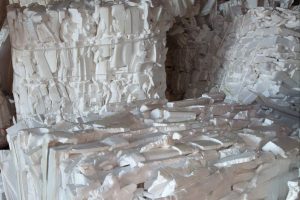 Styrofoam packed in bales for recycling